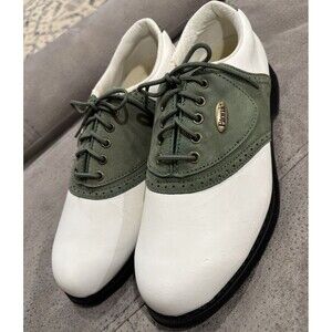 Etonic Stabilites Softspikes Green White Golf Shoe Women 7.5 Leather Upper